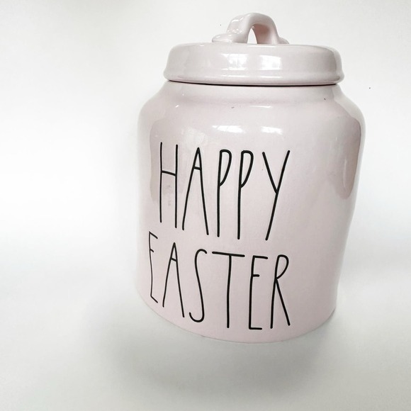 Ray Dunn Pink Food Storage Cookie Jar Happy Easter - Picture 1 of 11